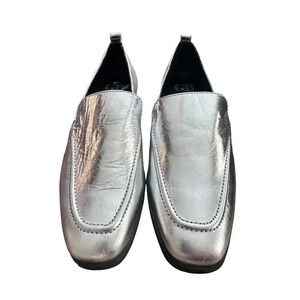 Gianni Binni Silver Gray Flats Flip-side Leather Ankle Shoe Size 8M